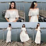Các kiểu váy liền dễ thương màu trắng cho nàng tham khảo