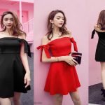 Sức hấp dẫn của những chiếc đầm rớt vai nơ dễ thương